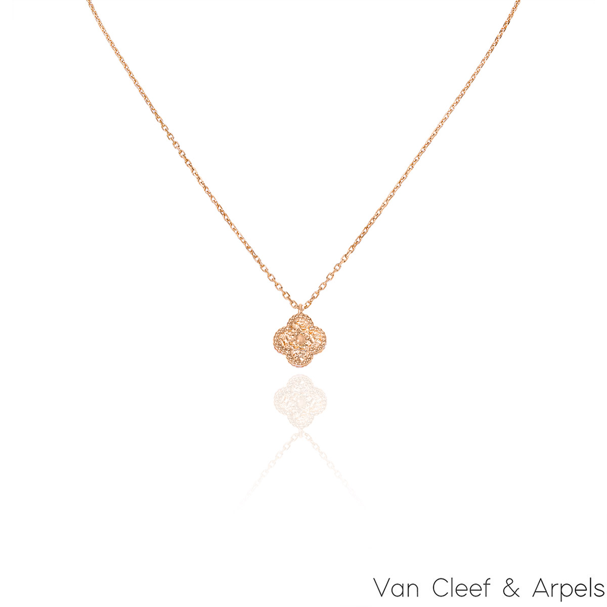 Van Cleef & Arpels Rose Gold Diamond Vintage Alhambra Pendant VCARP2R300 |  Rich Diamonds